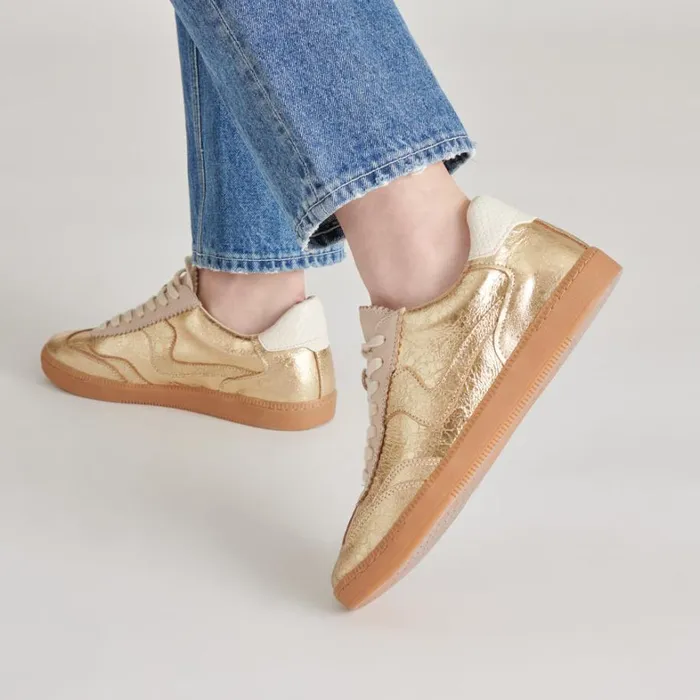 Sneakers Women Dolce Vita Notice Sneakers Gold Distressed Leather