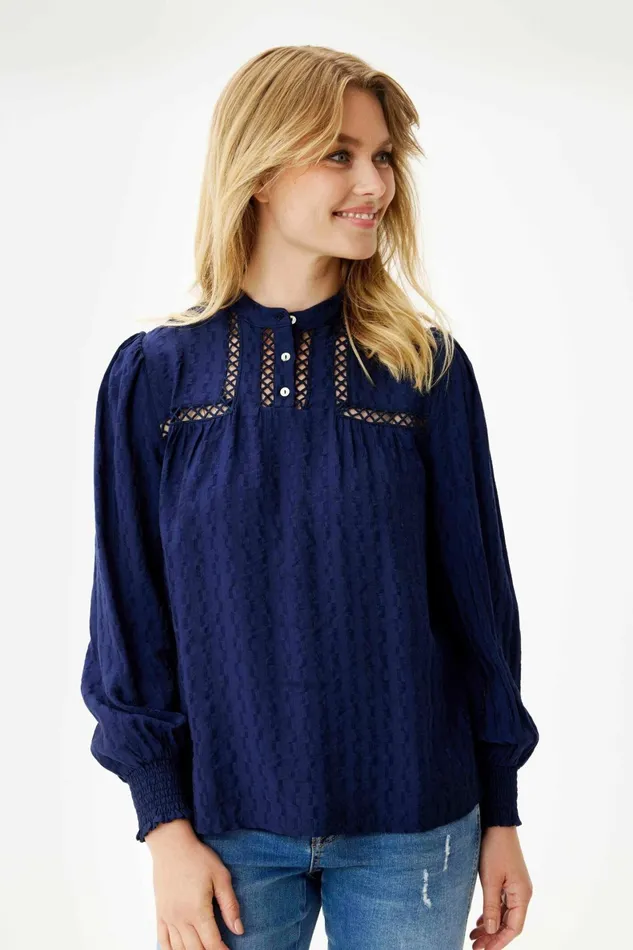 SOFFY BLOUSE 16364 591 Navy 591 Women IN FRONT BLOUSES SHIRTS