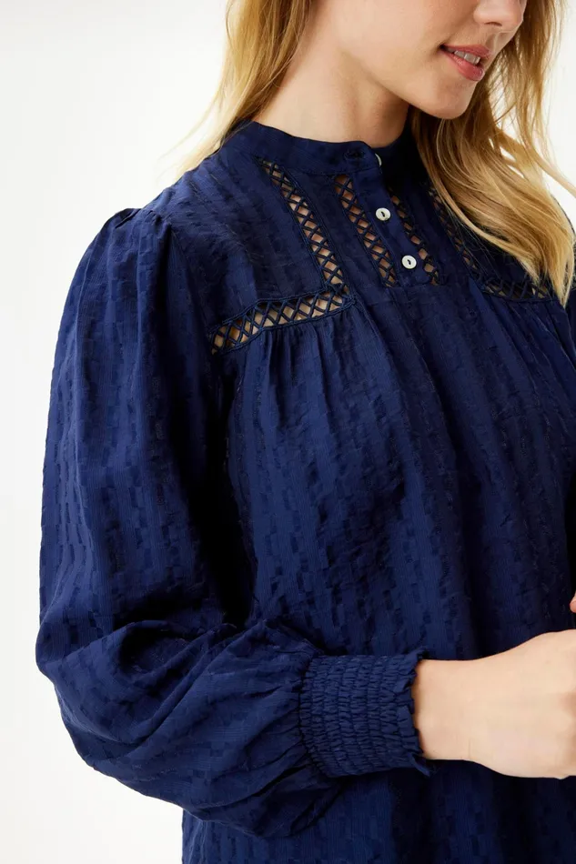 SOFFY BLOUSE 16364 591 Navy 591 Women IN FRONT BLOUSES SHIRTS