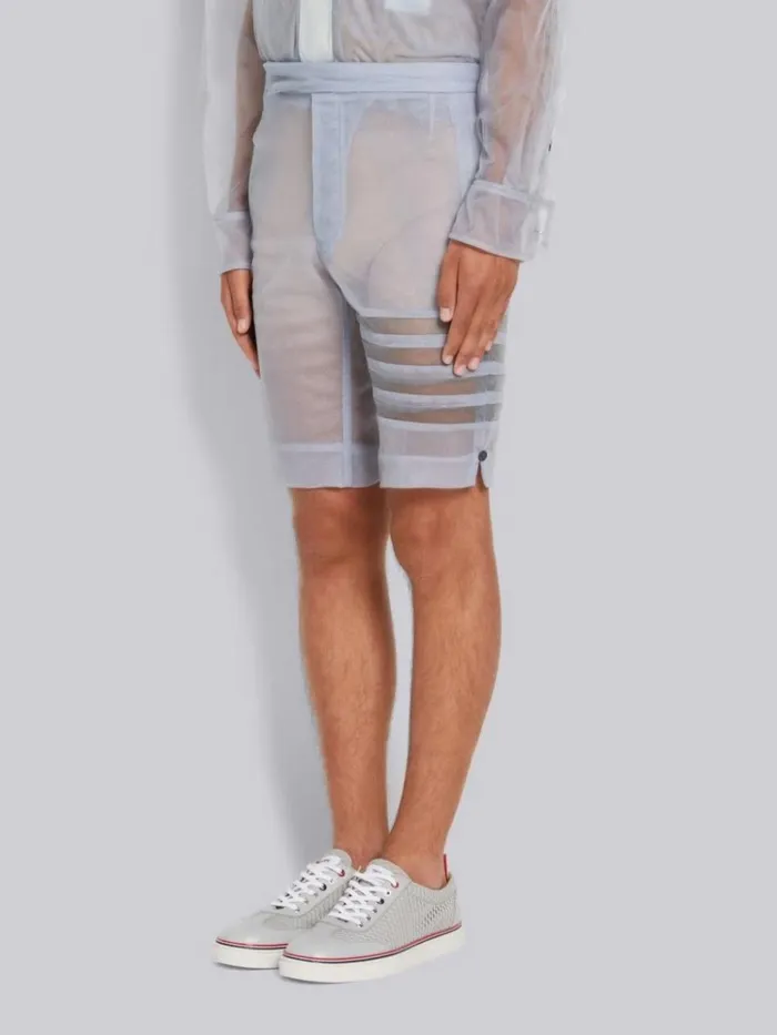 Soft Tulle Classic Backstrap Short Dark Grey Men Thom Browne Trousers