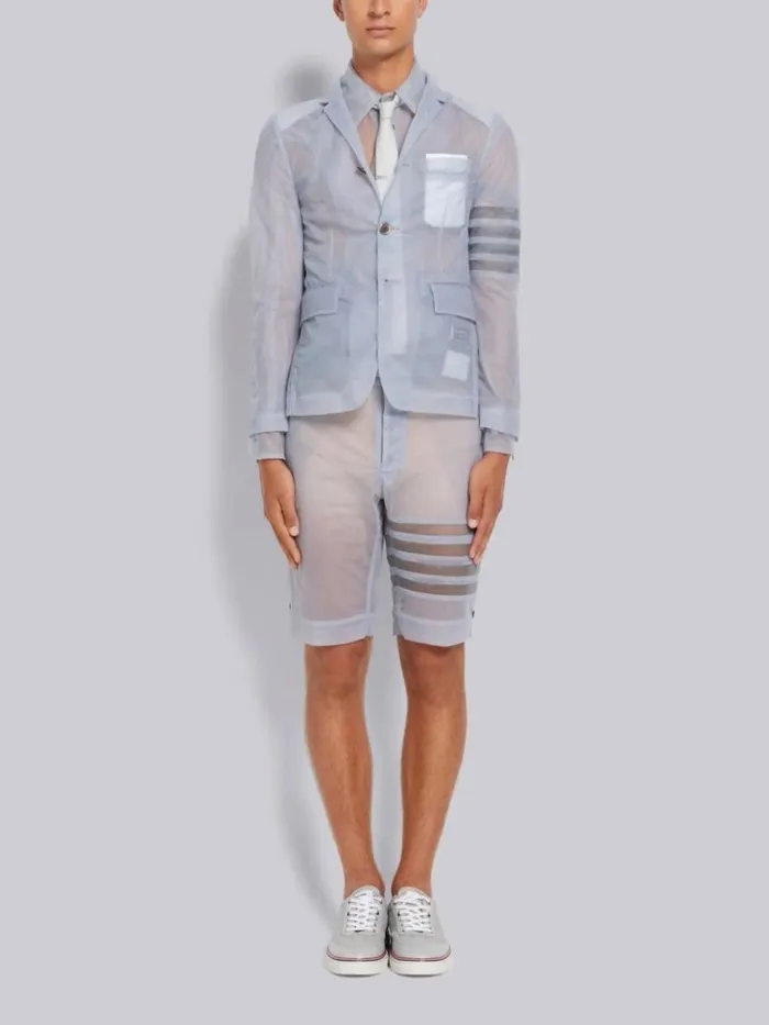Soft Tulle Classic Backstrap Short Dark Grey Men Thom Browne Trousers