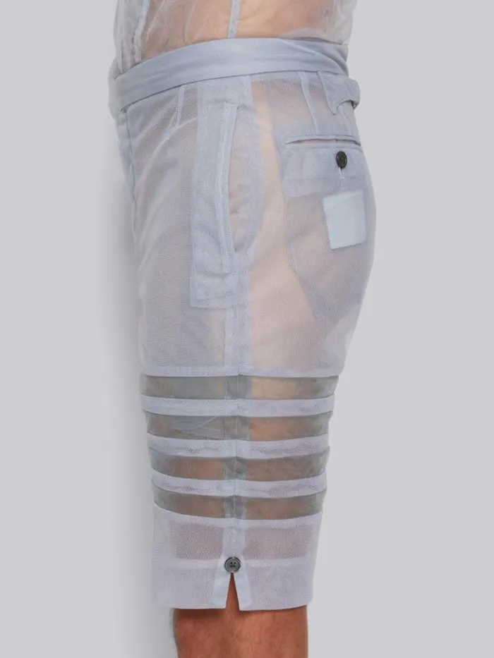 Soft Tulle Classic Backstrap Short Dark Grey Men Thom Browne Trousers