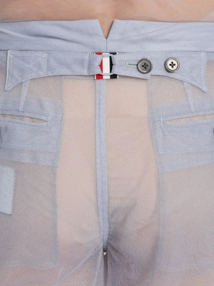 Soft Tulle Classic Backstrap Short Dark Grey Men Thom Browne Trousers