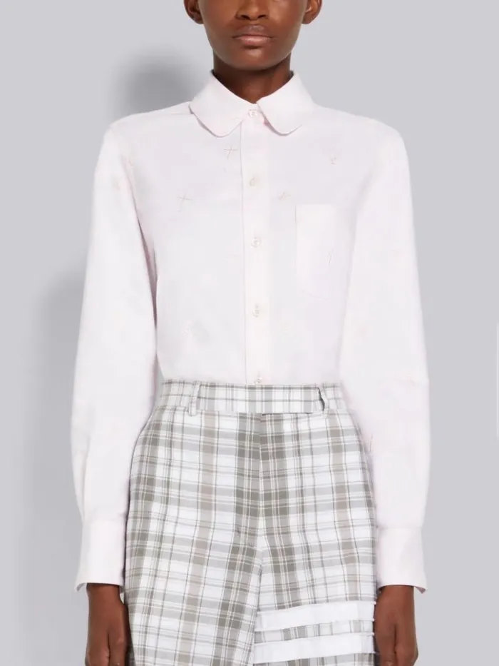 Solid Oxford Tonal Sky Icon Round Collar Classic Shirt Light Pink Women Thom Browne Tops and Shirts Solid Oxford Tonal Sky Icon Round Collar Classic Shirt Light Pink Women Thom Browne Tops and Shirts