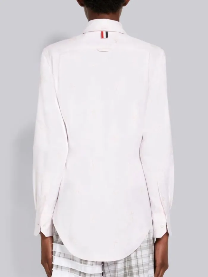 Solid Oxford Tonal Sky Icon Round Collar Classic Shirt Light Pink Women Thom Browne Tops and Shirts