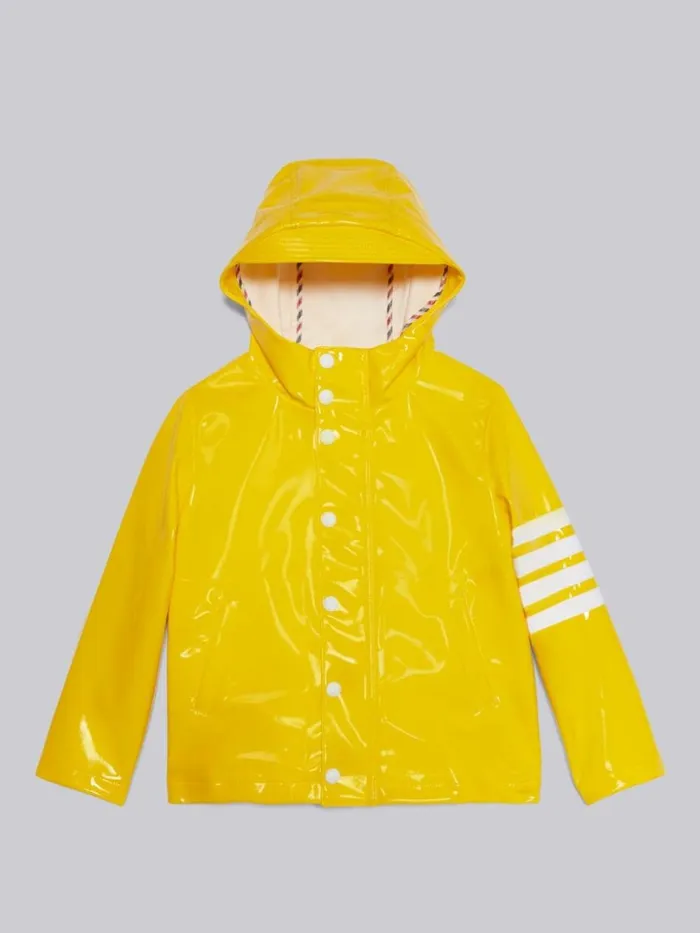 Solid Slicker 4bar Hooded Short Rain Jacket Medium Yellow GirlsBoys Thom Browne Jackets And Outerwear Solid Slicker 4bar Hooded Short Rain Jacket Medium Yellow GirlsBoys Thom Browne Jackets And Outerwear