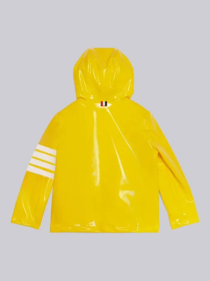 Solid Slicker 4bar Hooded Short Rain Jacket Medium Yellow GirlsBoys Thom Browne Jackets And Outerwear