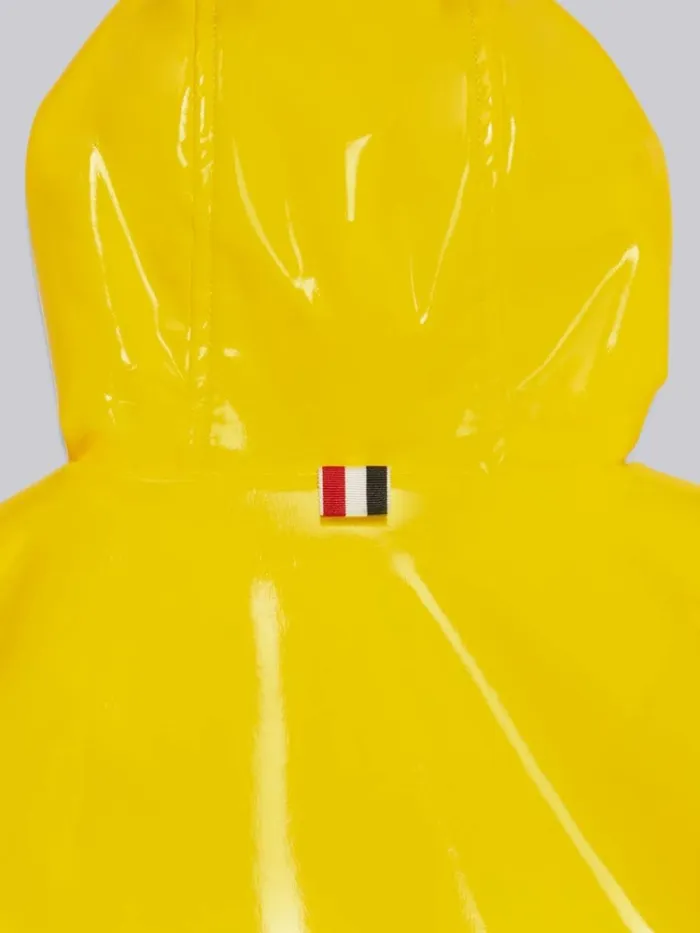 Solid Slicker 4bar Hooded Short Rain Jacket Medium Yellow GirlsBoys Thom Browne Jackets And Outerwear