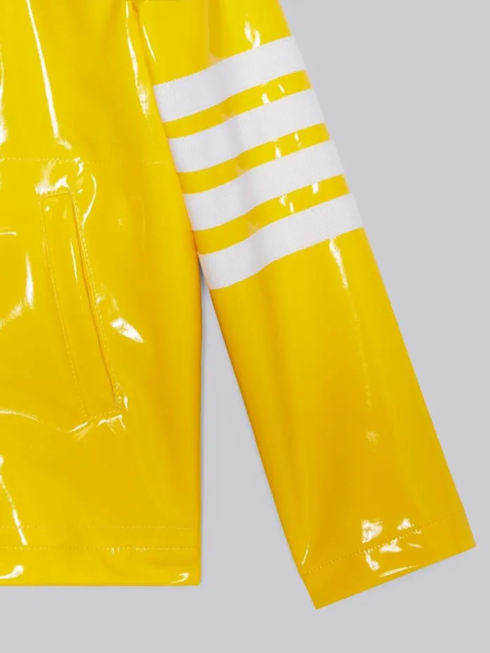 Solid Slicker 4bar Hooded Short Rain Jacket Medium Yellow GirlsBoys Thom Browne Jackets And Outerwear