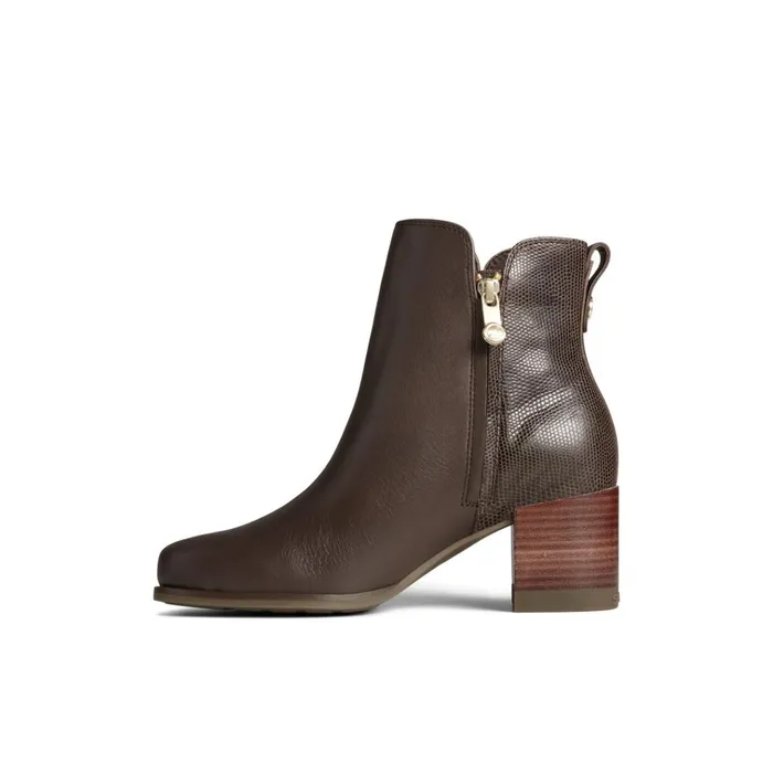 Sperry Boots Seaport Heel Leather Boot Dark Brown 8211 Women