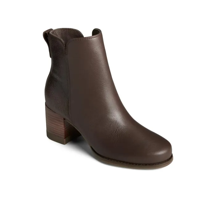 Sperry Boots Seaport Heel Leather Boot Dark Brown 8211 Women