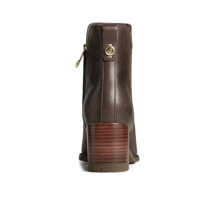 Sperry Boots Seaport Heel Leather Boot Dark Brown 8211 Women