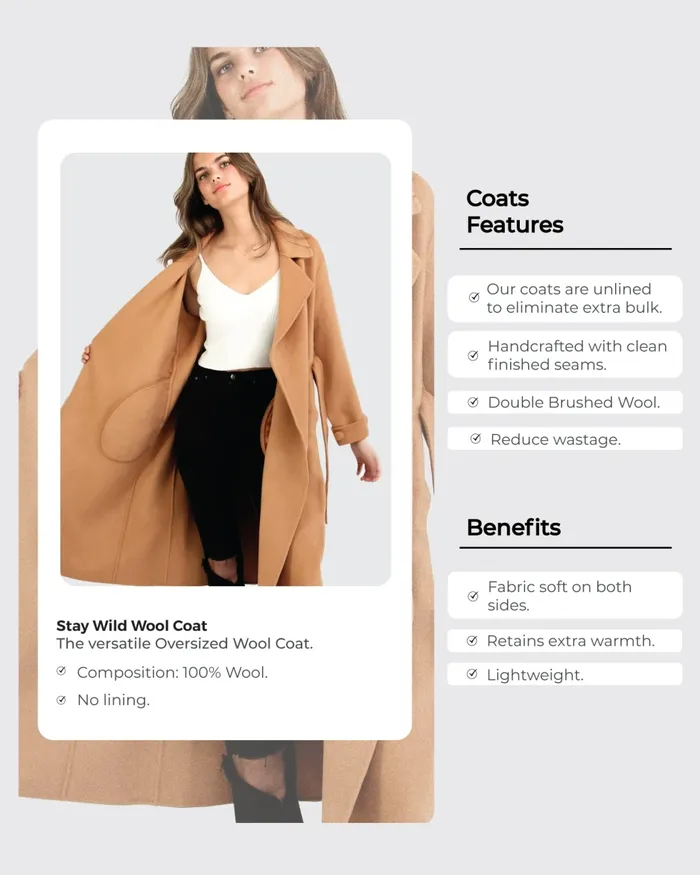 Stay Wild Oversized Wool Coat 8211 Grass Women Coats Belle and Bloom