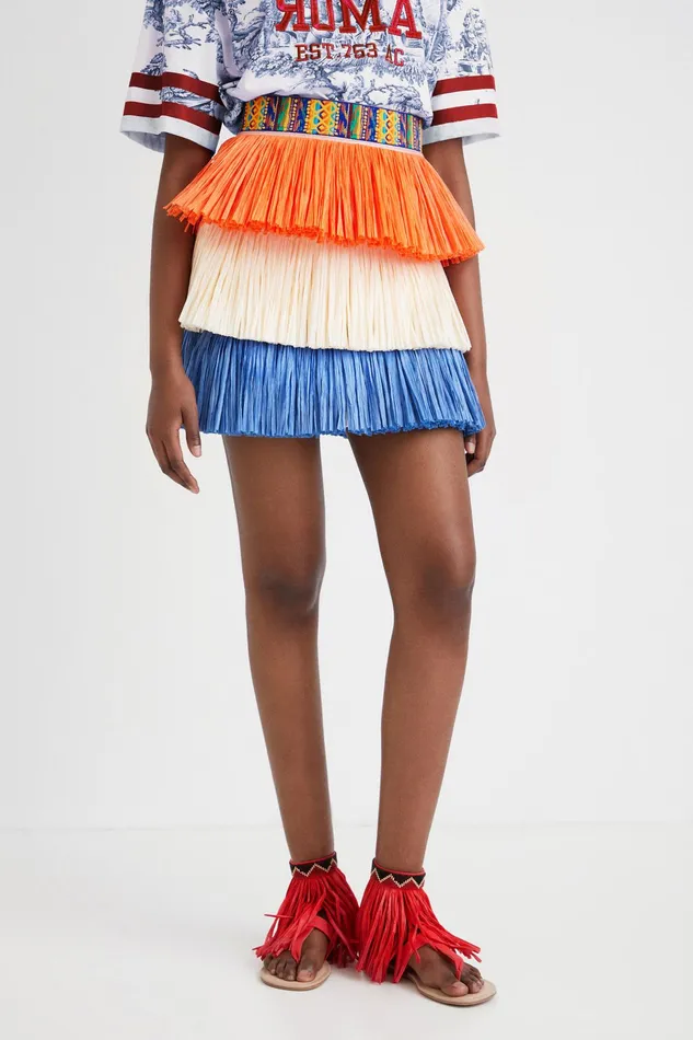 Stella Jean Fringed Mini Skirt Women Desigual Skirts and Shorts