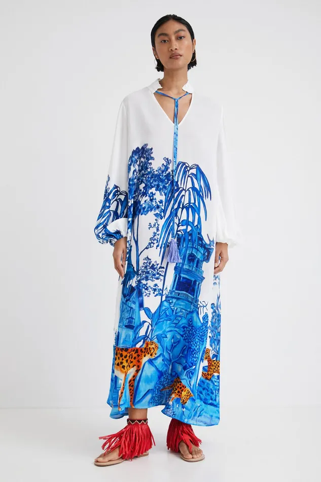Stella Jean Long Kaftan Women Desigual Dresses