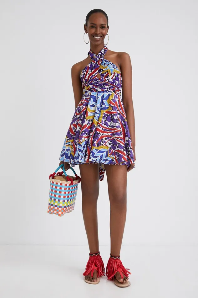 Stella Jean Short Bow Dress Women Desigual Dresses