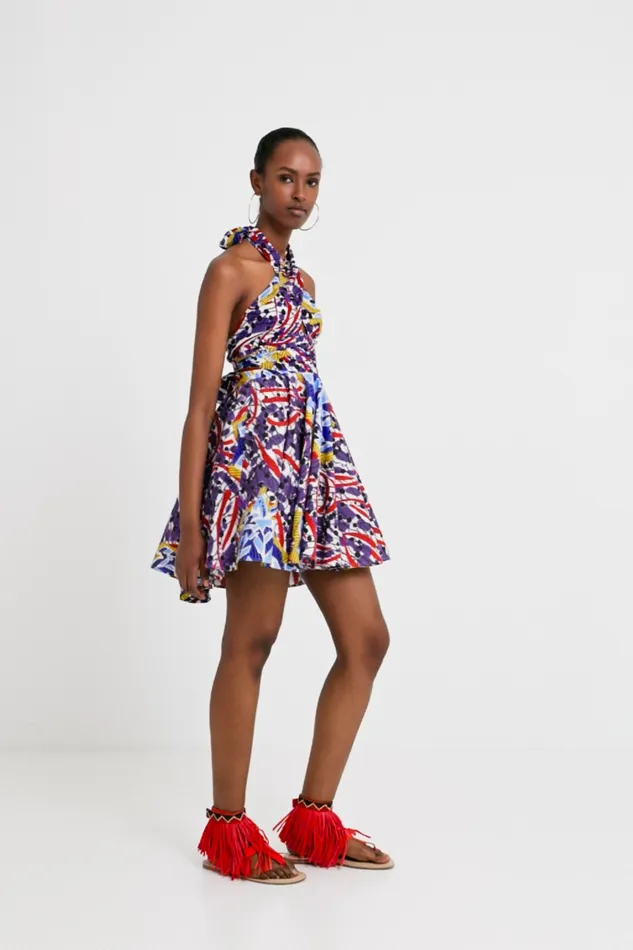 Stella Jean Short Bow Dress Women Desigual Dresses
