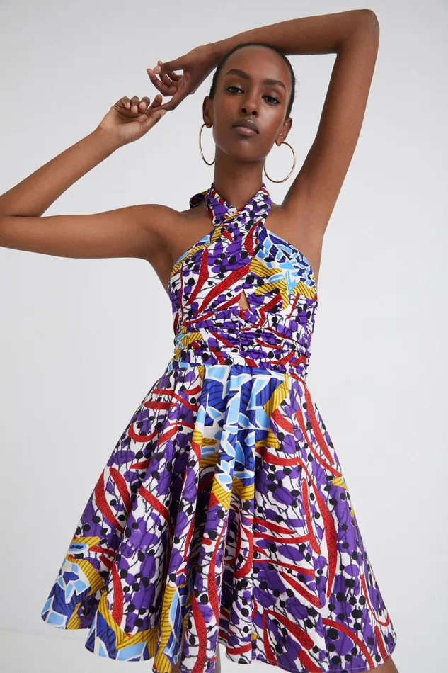 Stella Jean Short Bow Dress Women Desigual Dresses