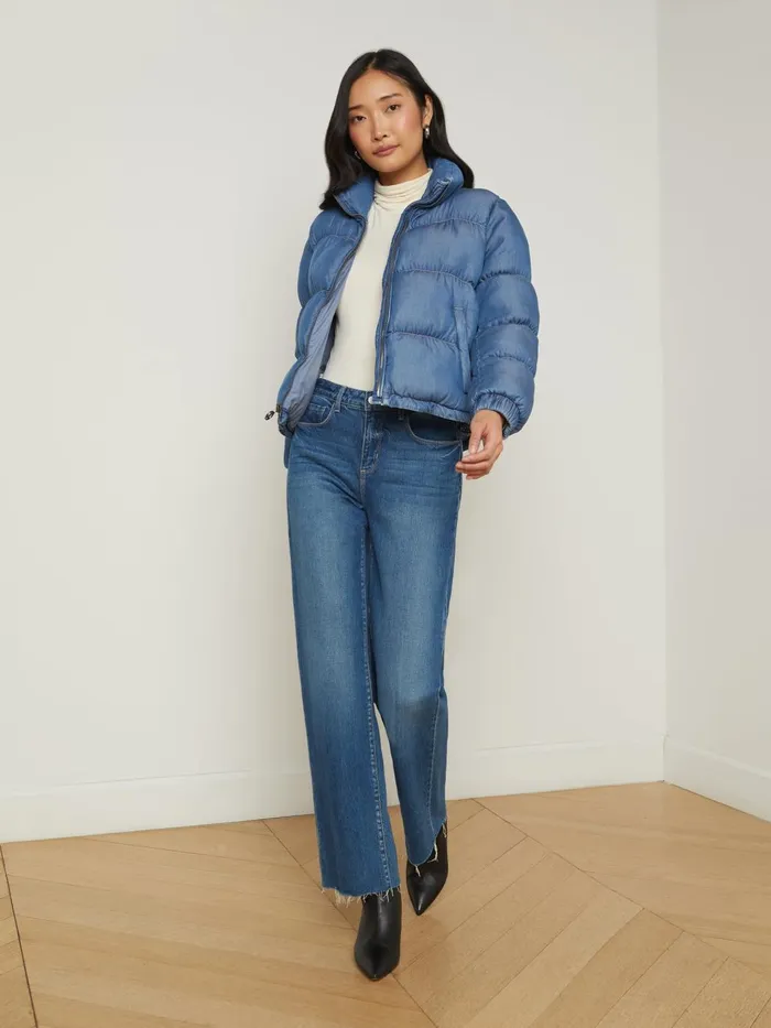 Stowe Denim Down Puffer Jacket Medium Wash Women L039Agence Outerwear Stowe Denim Down Puffer Jacket Medium Wash Women L039Agence Outerwear