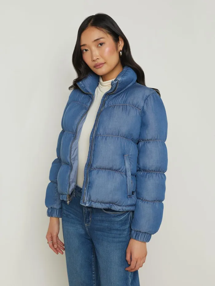 Stowe Denim Down Puffer Jacket Medium Wash Women L039Agence Outerwear Stowe Denim Down Puffer Jacket Medium Wash Women L039Agence Outerwear