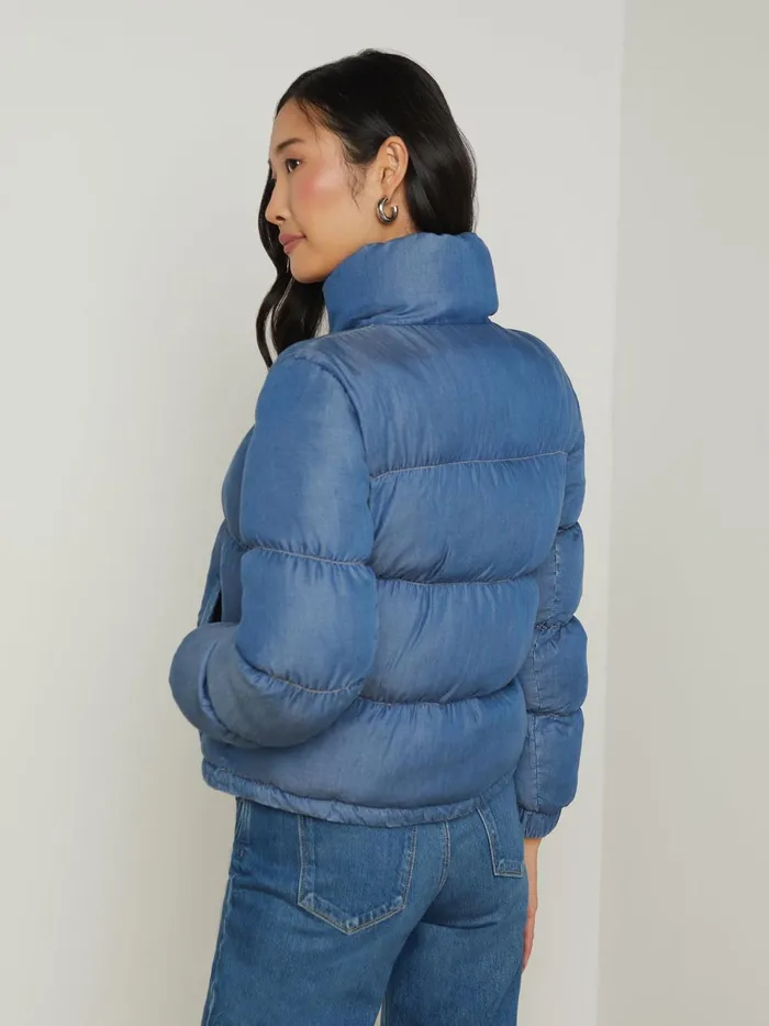 Stowe Denim Down Puffer Jacket Medium Wash Women L039Agence Outerwear Stowe Denim Down Puffer Jacket Medium Wash Women L039Agence Outerwear