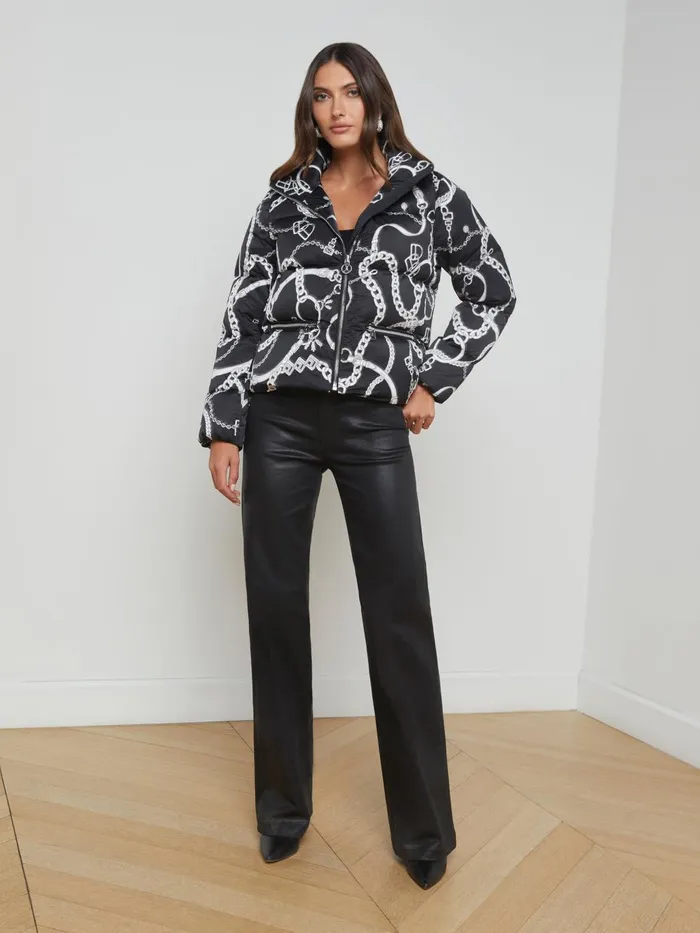 Stowe Down Puffer Jacket Blackwhite Buckle Chain Women L039Agence Outerwear Stowe Down Puffer Jacket Blackwhite Buckle Chain Women L039Agence Outerwear