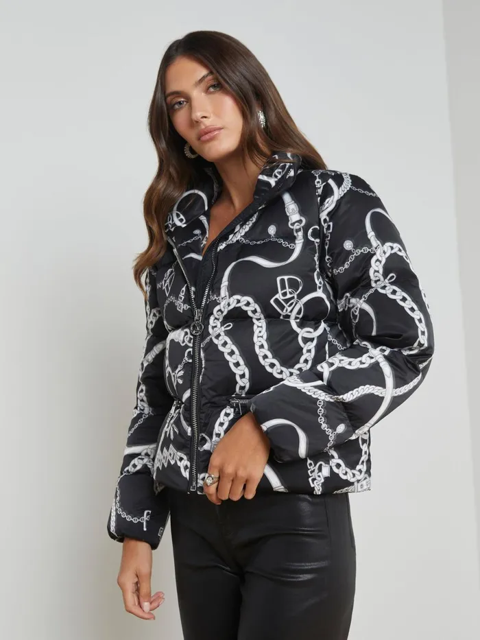 Stowe Down Puffer Jacket Blackwhite Buckle Chain Women L039Agence Outerwear Stowe Down Puffer Jacket Blackwhite Buckle Chain Women L039Agence Outerwear