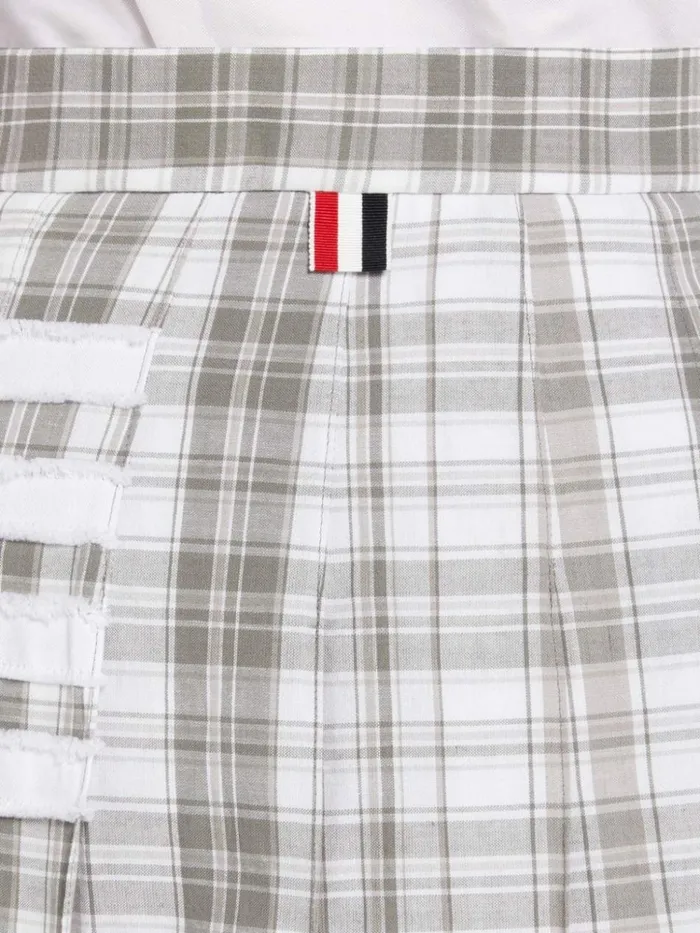 Stripe Plaid Oxford 4bar Dropped Back Pleated Mini Skirt Medium Grey Women Thom Browne Skirts