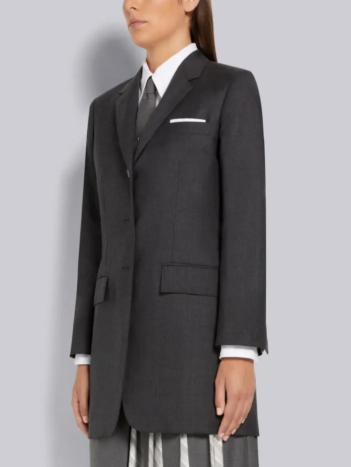 Super 120039s Twill Elongated Classic Jacket Dark Grey Women Thom Browne Jackets
