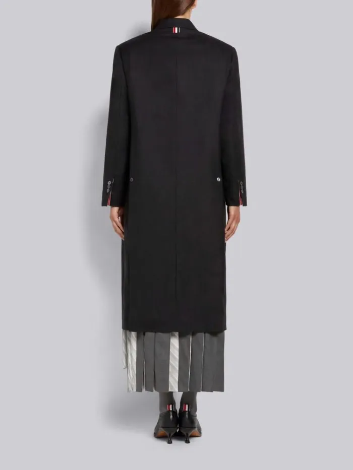 Super 120039s Twill Oversized Chesterfield Coat Charcoal Women Thom Browne Outerwear