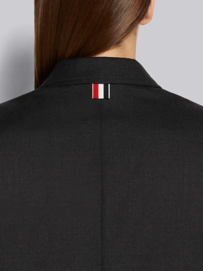 Super 120039s Twill Oversized Chesterfield Coat Charcoal Women Thom Browne Outerwear