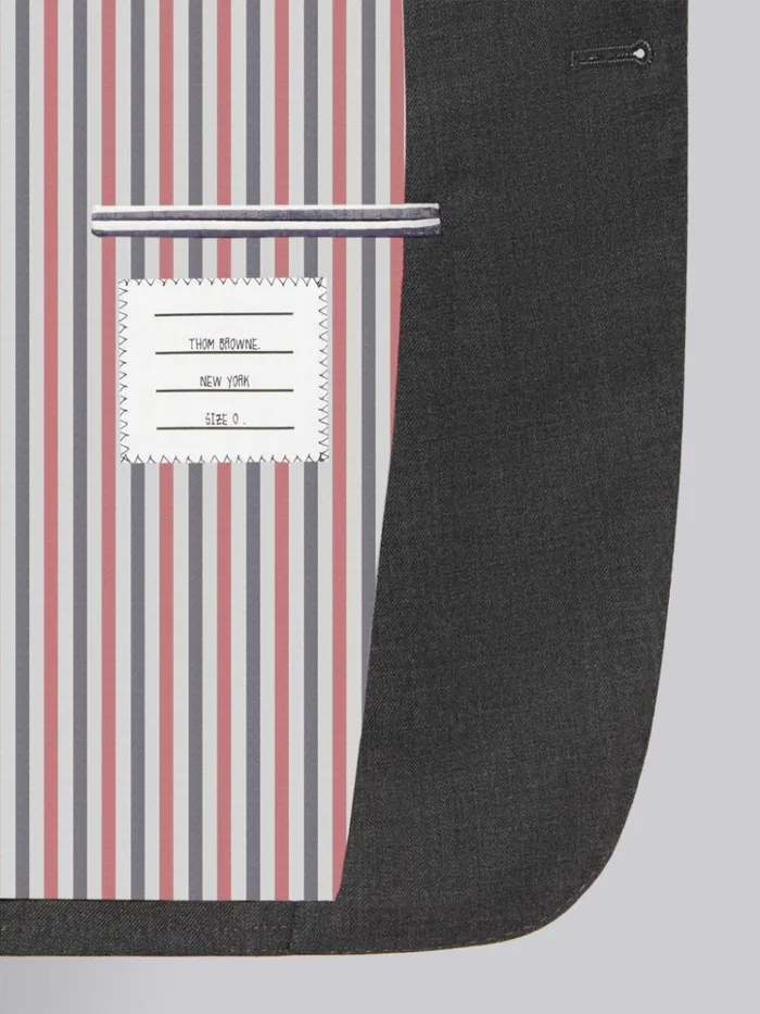 Super 120039s Twill Stacked Shoulder Pad Jacket Dark Grey Men Thom Browne Jackets and Suiting