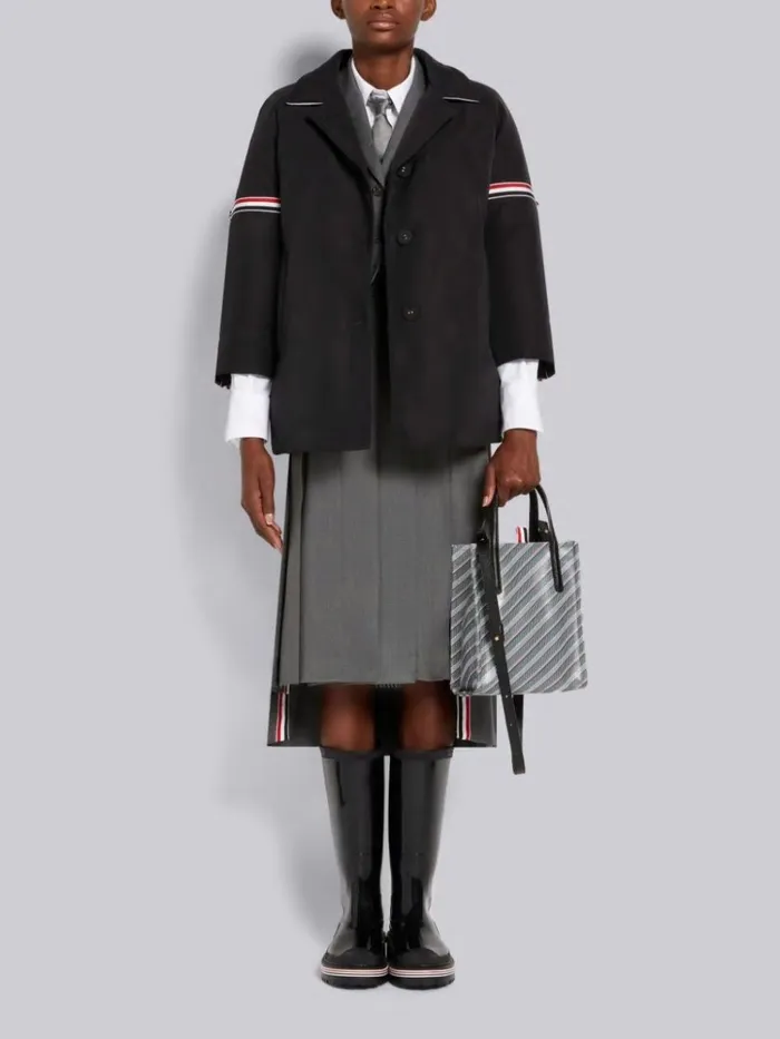 Super 120039s Twill Stripe Armband Cropped Jacket Medium Grey Women Thom Browne Jackets