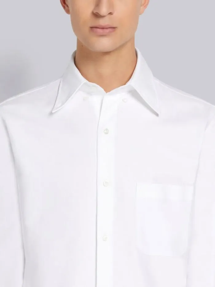 Super 120039s Wool Twill Low Rise Knee Length Pleated Shirt Dress Medium Grey Men Thom Browne Shirting