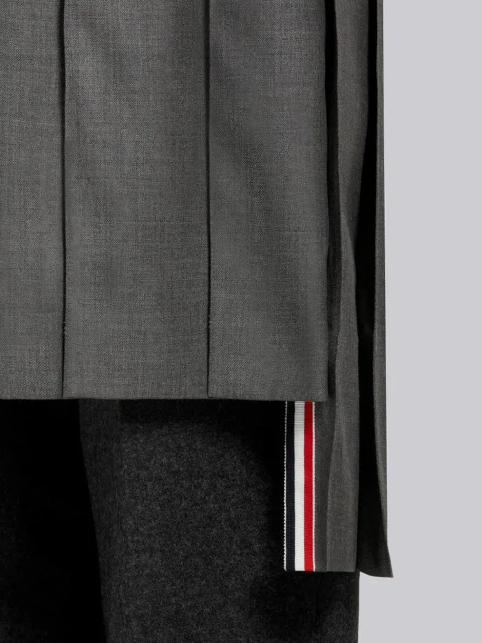 Super 120039s Wool Twill Low Rise Knee Length Pleated Shirt Dress Medium Grey Men Thom Browne Shirting