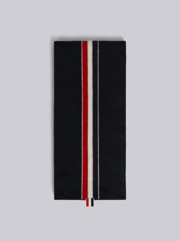 Superfine Merino Stripe Knit Scarf Black Men Thom Browne Novelty And Knits