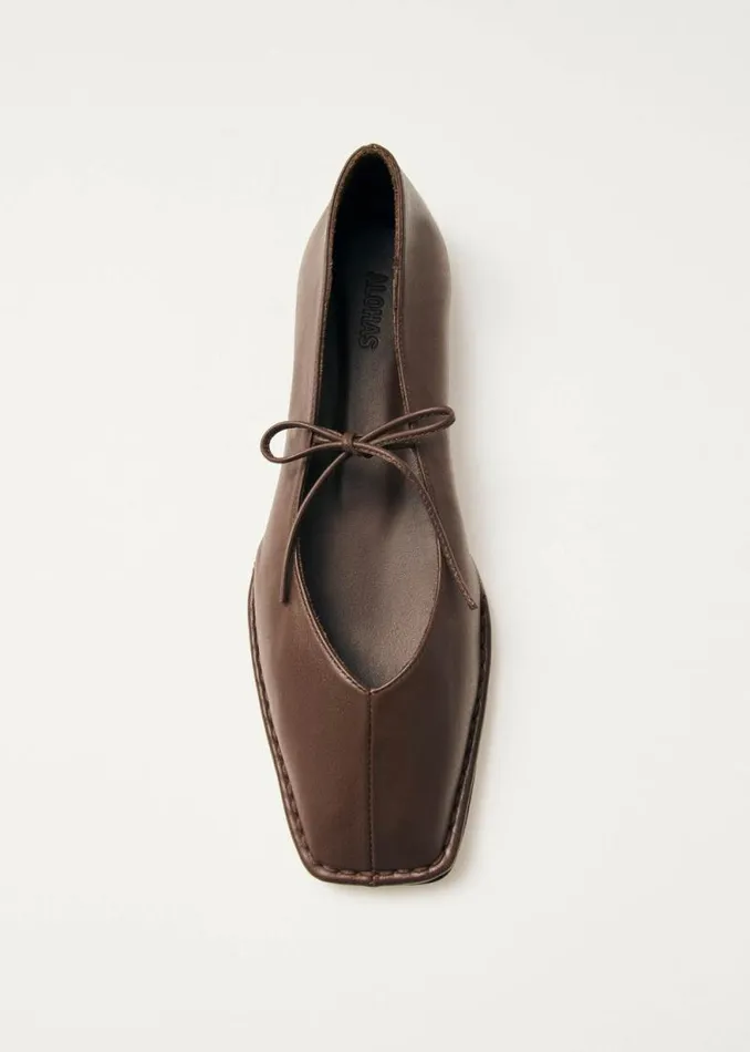 Sway Chestnut Brown Leather Ballet Flats Women ALOHAS Ballet Flats
