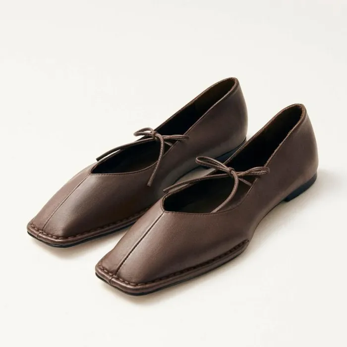 Sway Chestnut Brown Leather Ballet Flats Women ALOHAS Ballet Flats