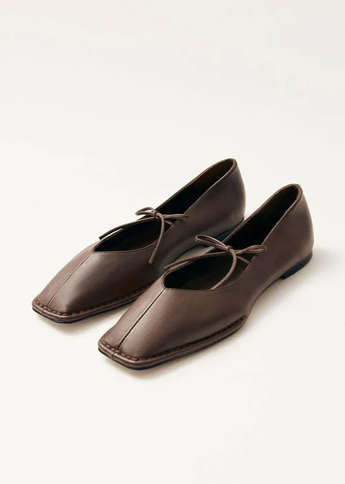 Sway Chestnut Brown Leather Ballet Flats Women ALOHAS Ballet Flats