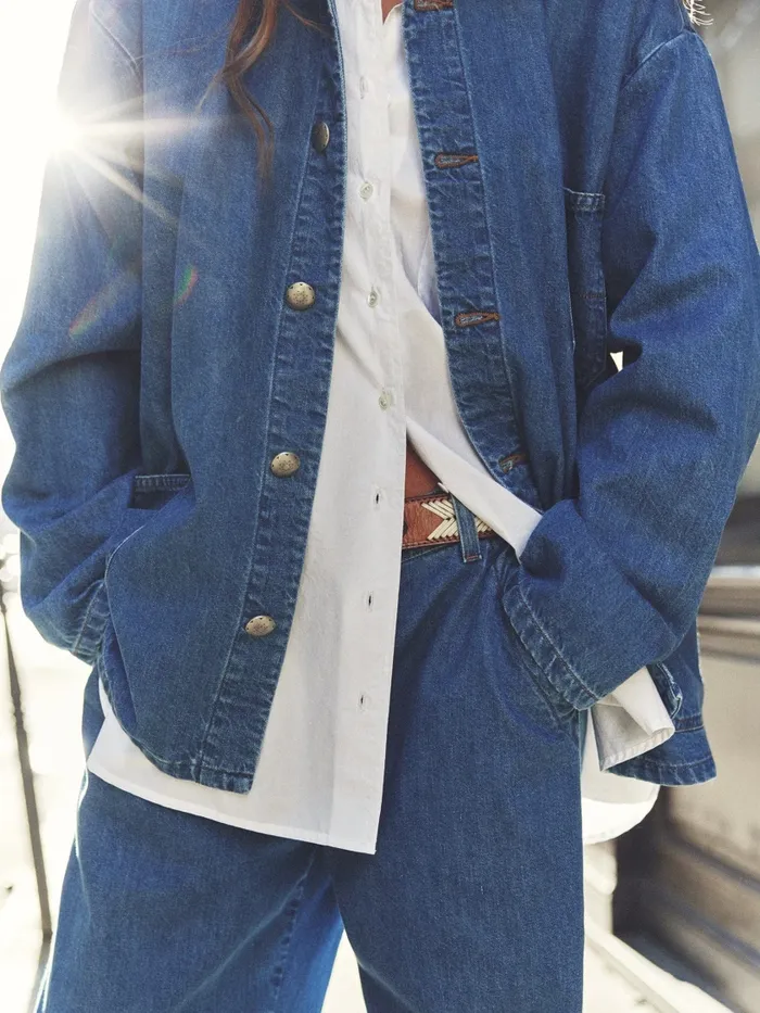 Sweaters and Jackets XRENA Women Deep Indigo Stanford Denim Jacket Sweaters and Jackets XRENA Women Deep Indigo Stanford Denim Jacket