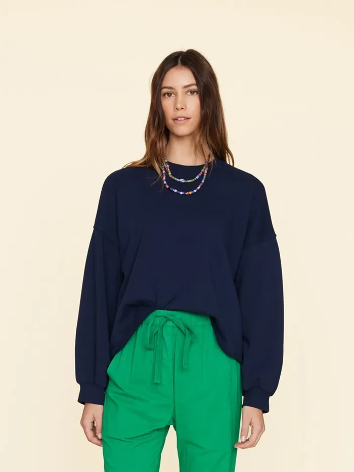 Sweats and Tees Navy Honor Sweatshirt XRENA Women Sweats and Tees Navy Honor Sweatshirt XRENA Women