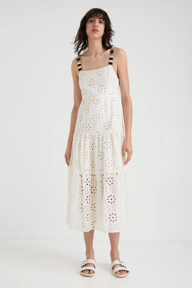 Swiss Embroidery Maxi Dress Women Desigual Dresses