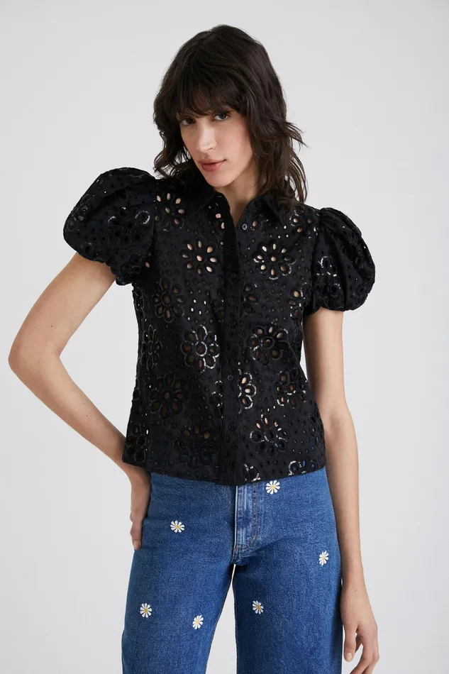 Swiss Embroidery Shirt Women Desigual Tops and Shirts