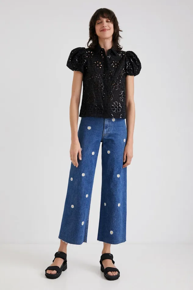 Swiss Embroidery Shirt Women Desigual Tops and Shirts