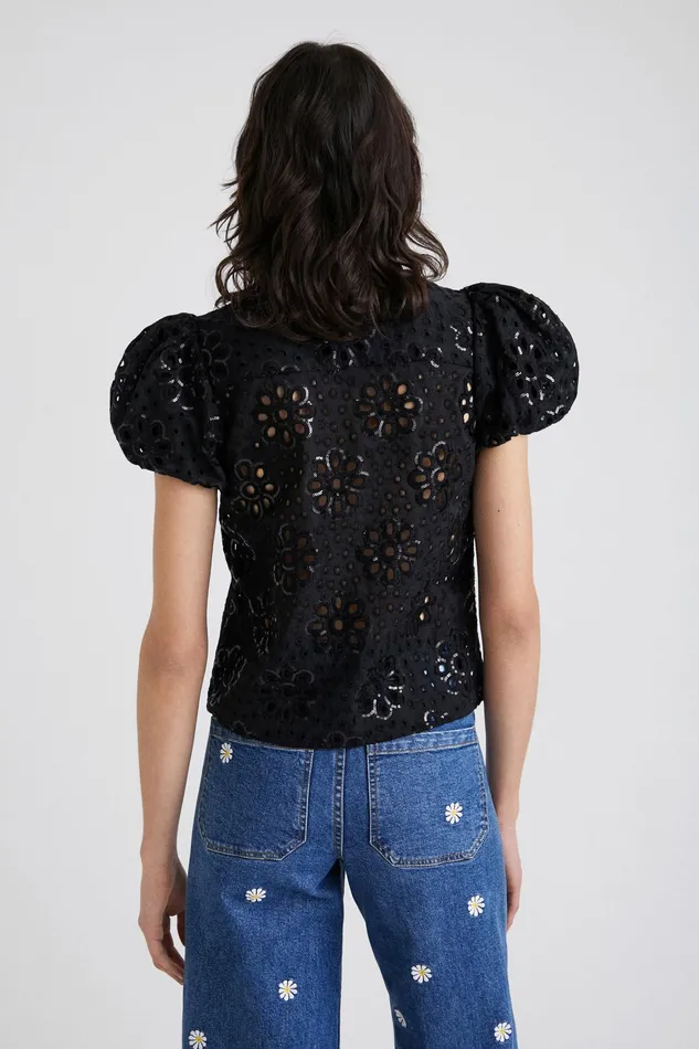 Swiss Embroidery Shirt Women Desigual Tops and Shirts