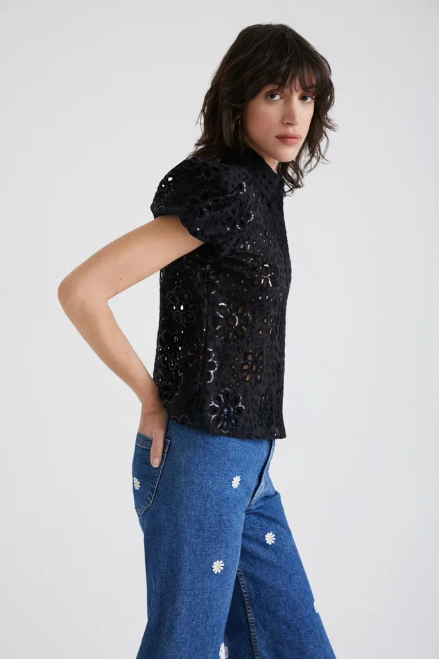 Swiss Embroidery Shirt Women Desigual Tops and Shirts