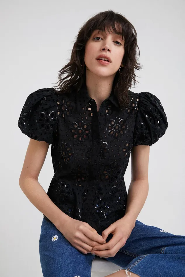 Swiss Embroidery Shirt Women Desigual Tops and Shirts