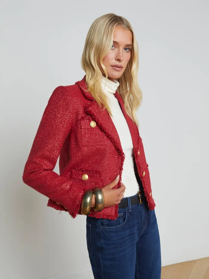 Sylvia Collared Jacket Garnet Redcopper Women L039Agence Blazers and Jackets Sylvia Collared Jacket Garnet Redcopper Women L039Agence Blazers and Jackets