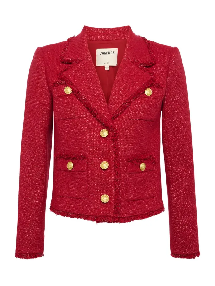 Sylvia Collared Jacket Garnet Redcopper Women L039Agence Blazers and Jackets Sylvia Collared Jacket Garnet Redcopper Women L039Agence Blazers and Jackets
