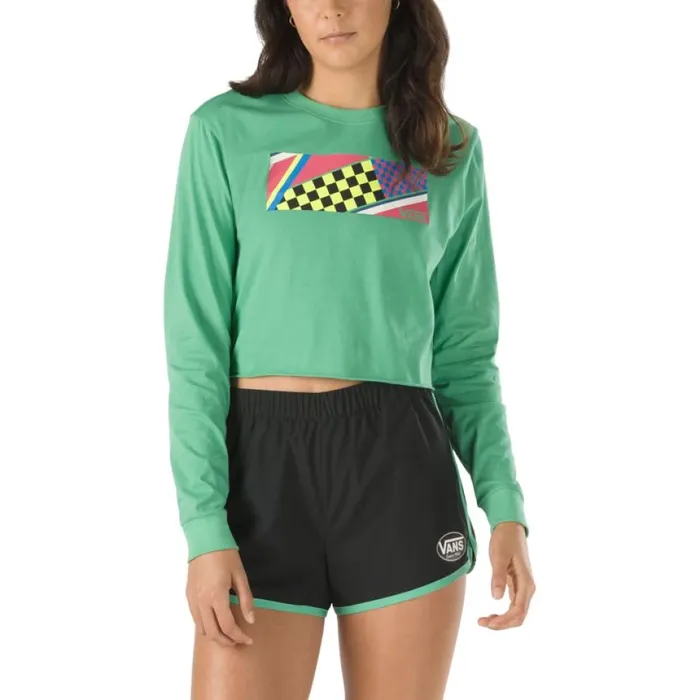 TShirts and Tanks Vans Women Ramp Tested Cropped Long Sleeve Tee Green Spruce